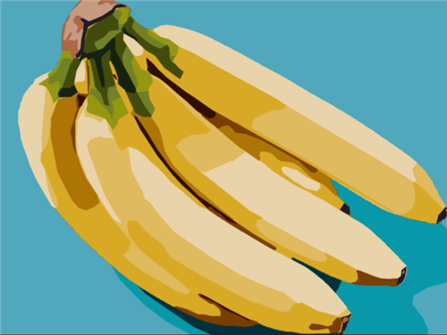 Bananas on Light Blue Background